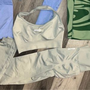 Pink vanquish set + nude boo+ tee set